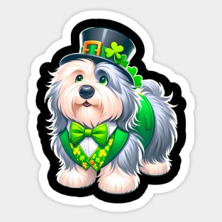 St Patricks Day English Sheepdog  Men Women Kids Sticker